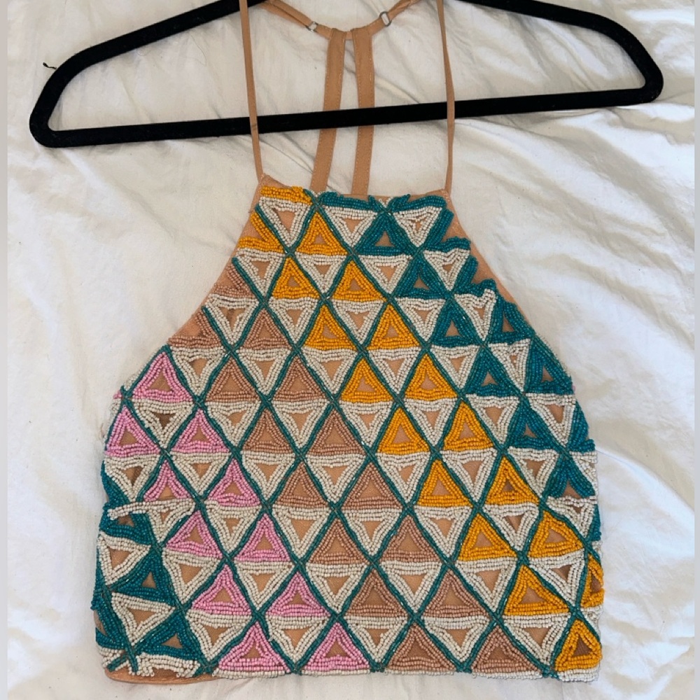 Walter Baker Vera Cruz Hand-beaded Colorful Crop Top - XS